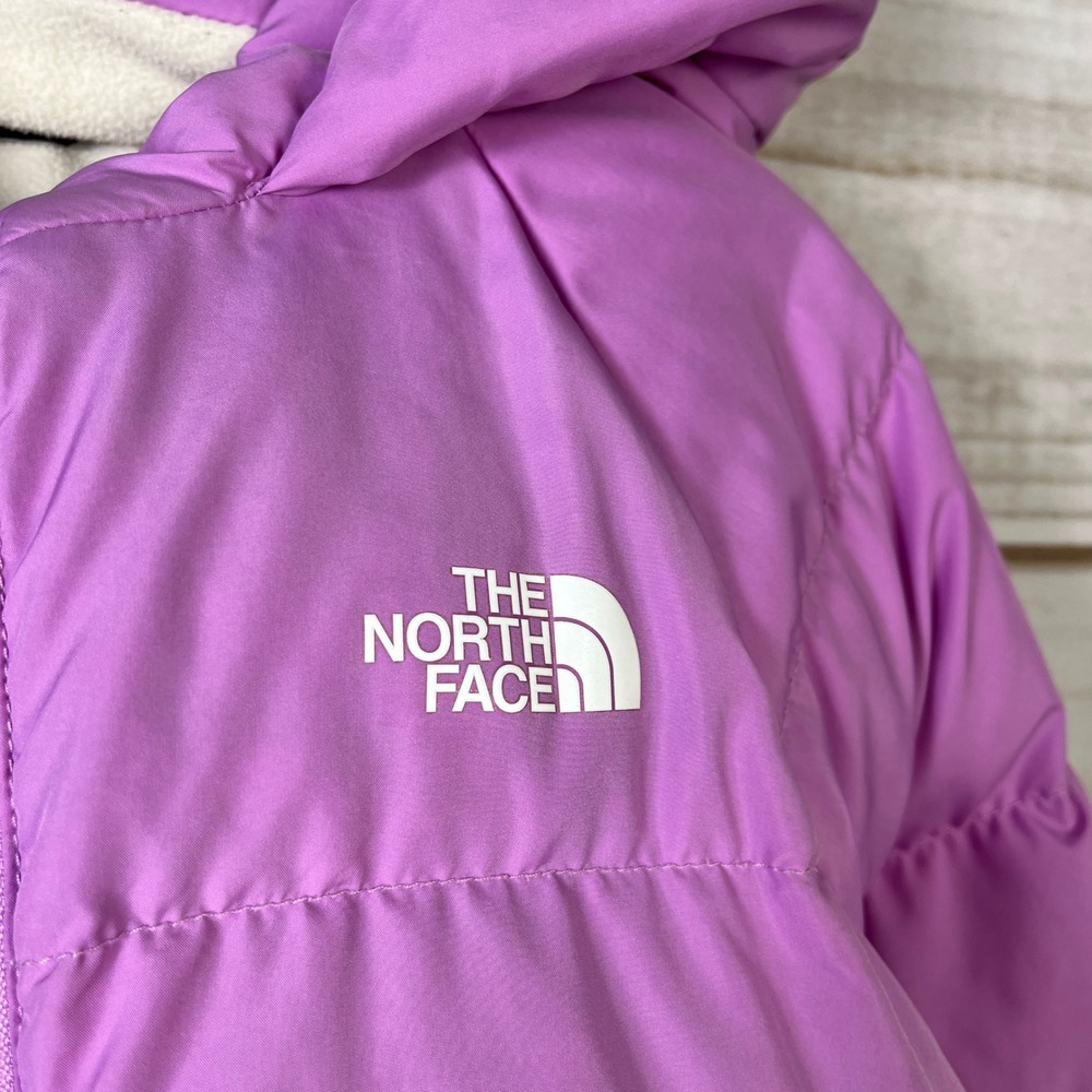 The North Face Kids Purple Hooded Puffer Jacket Sherpa Lined Insulated Coat 4 - Picture 3 of 14